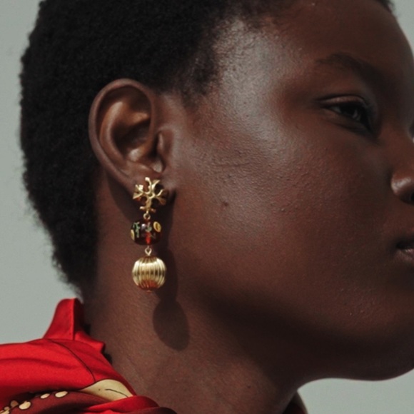 TORY BURCH • Roxanne Burnt Sienna Double Drop Earrings - Picture 4 of 6